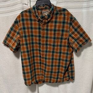 Duluth Trading Co Women’s Casual Plaid Shirt - Brown and Blue PP8